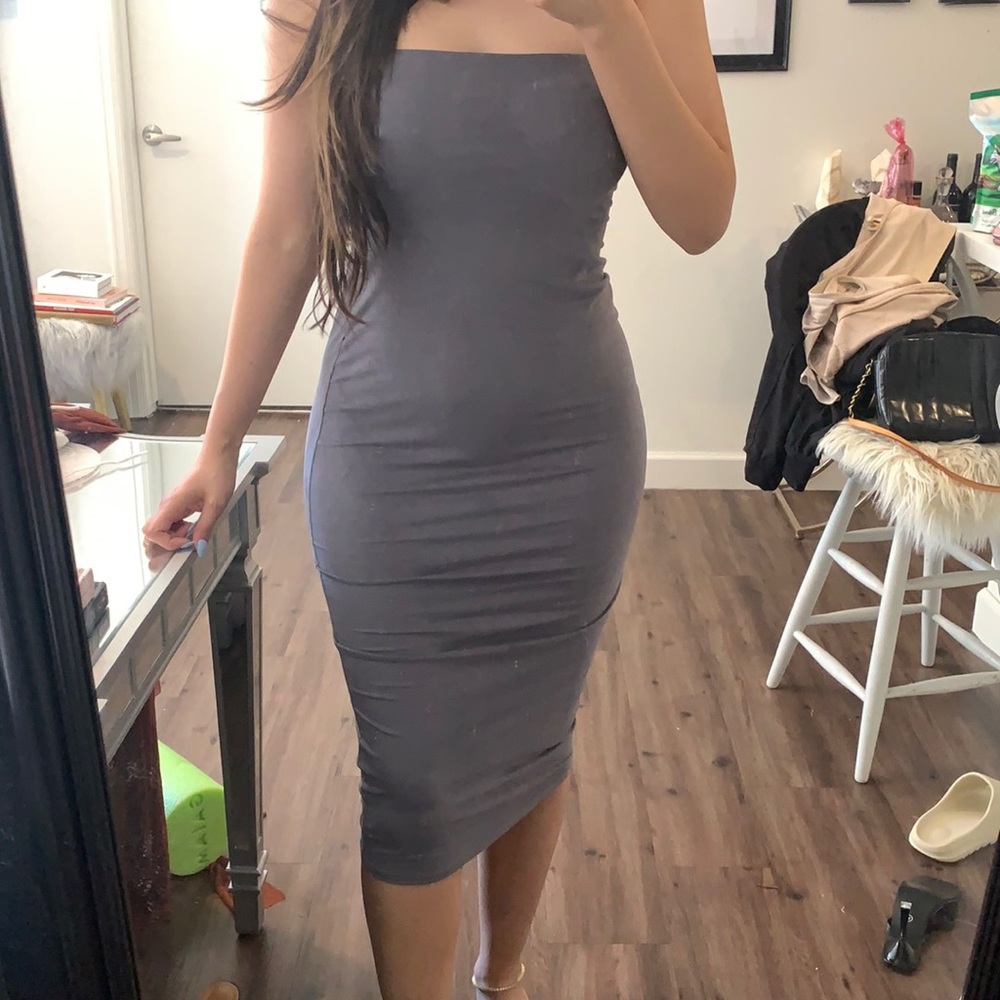 Gray suede mini dress